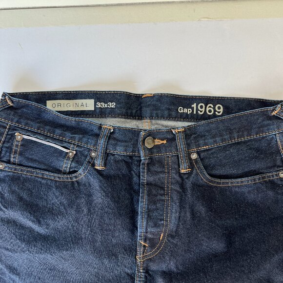 GAP 1969 Mens Size 33x32 Dark Wash button fly Denim Jeans - Picture 2 of 5